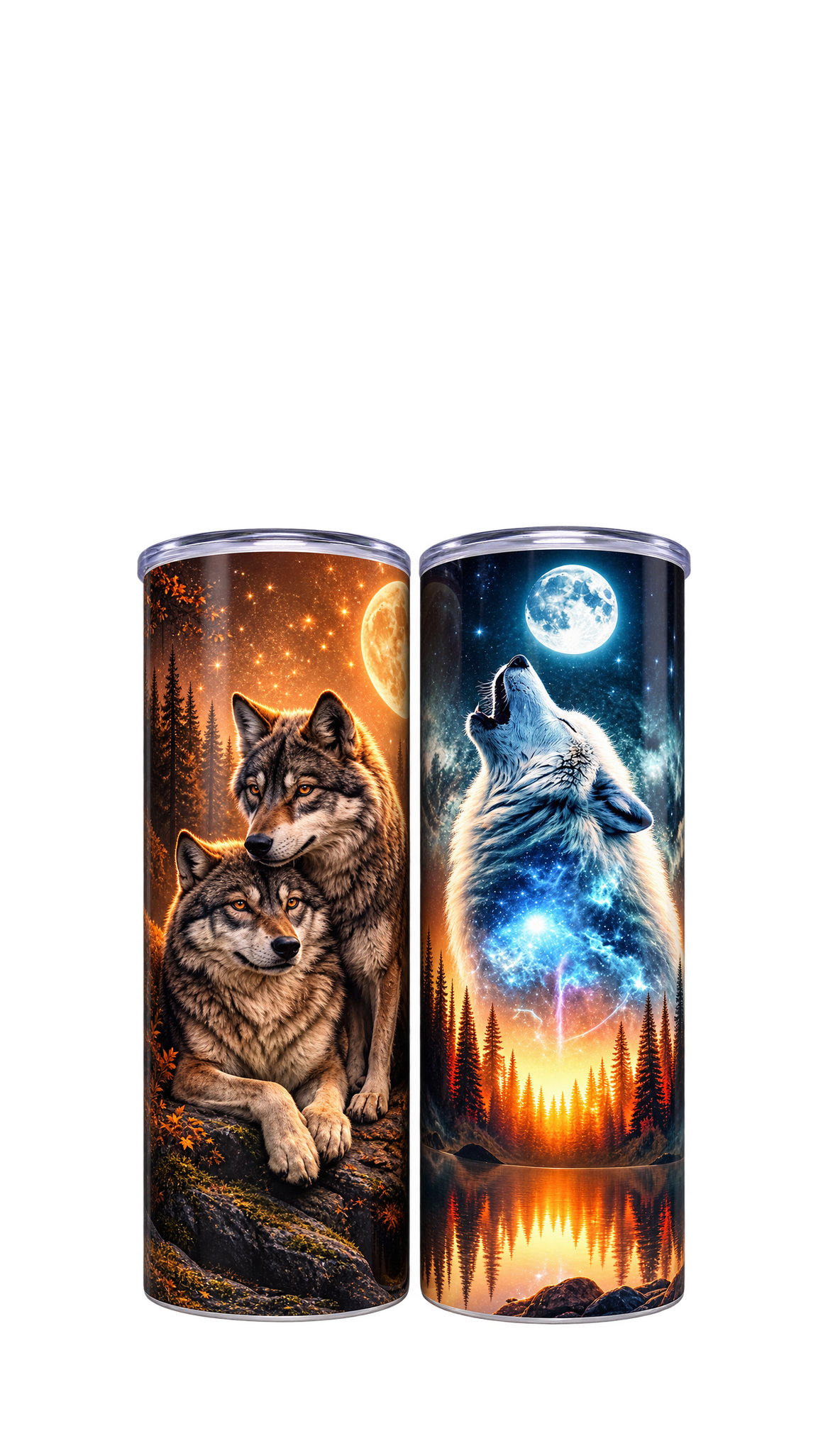 Zwei CozyCups Wolf-Thermobecher